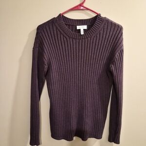 Jessica Simpson Ribbed Crewneck Sweater in Plum